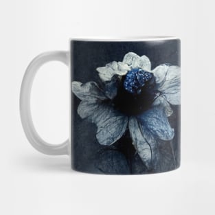 Lonely Withered Flowers in Shades of Dark Blue and Grey Mug